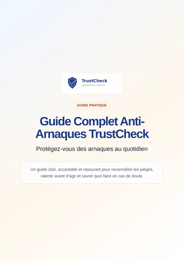 La couverture du Guide Anti-Arnaques TrustCheck, édition 2026
